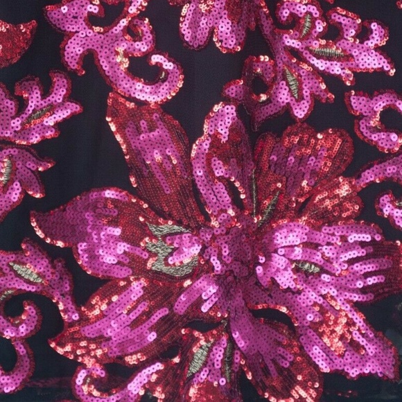 CACHE Black Pink Sequin High Neck Cocktail Dress - Picture 5 of 10